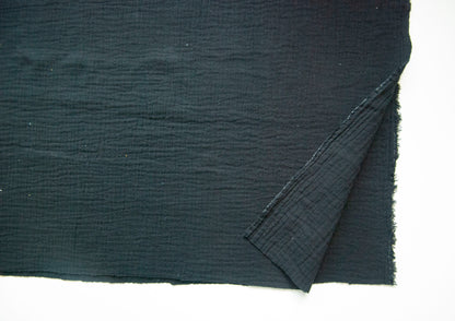 REMNANT - 1m x 135cm - Black Double Gauze, 100% Cotton Muslin Fabric