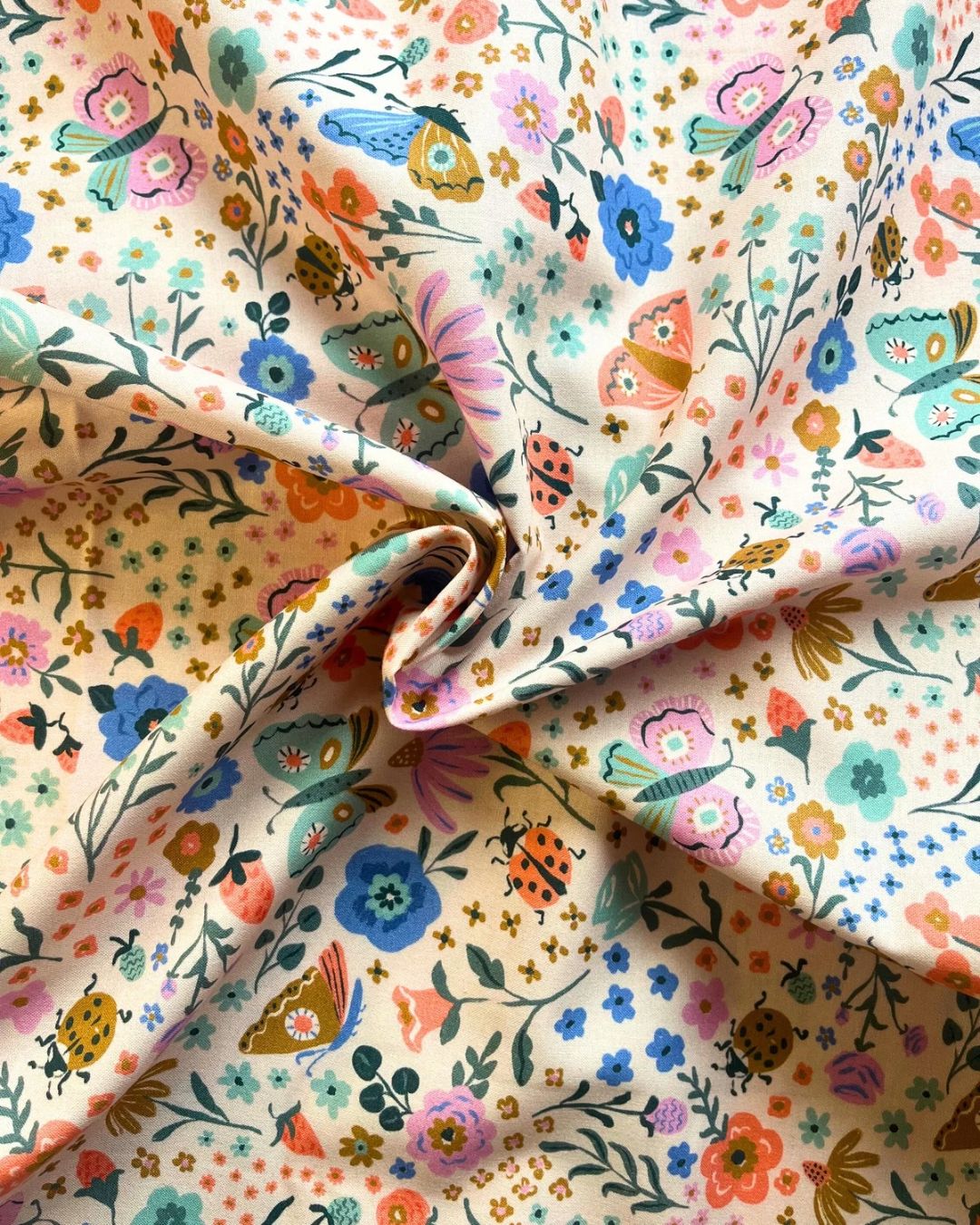 Floral butterfly light weight 100% cotton fabric