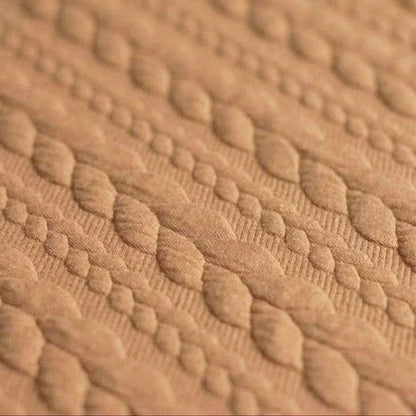 Camel Natural Textured Cable Knit Jacquard Sweat, sold in half meters