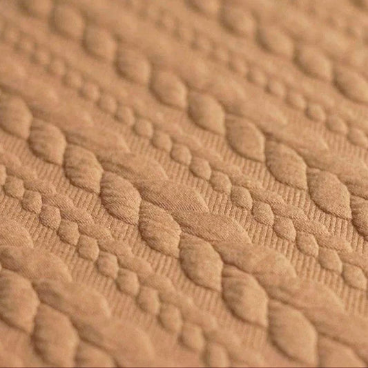 Camel Natural Textured Cable Knit Jacquard Sweat, sold in half meters