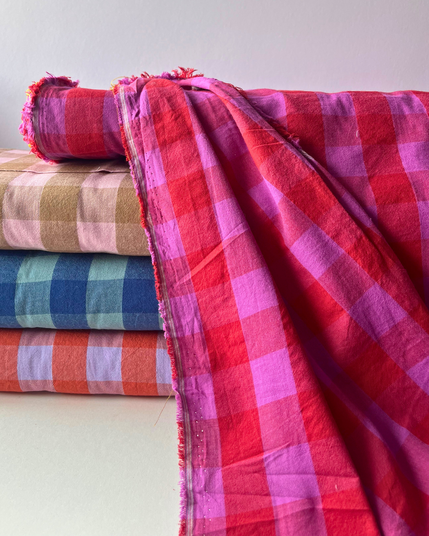  Oeko-Tex certified bold check fabric for women's dressmaking, statement blouses and slow fashion sewing