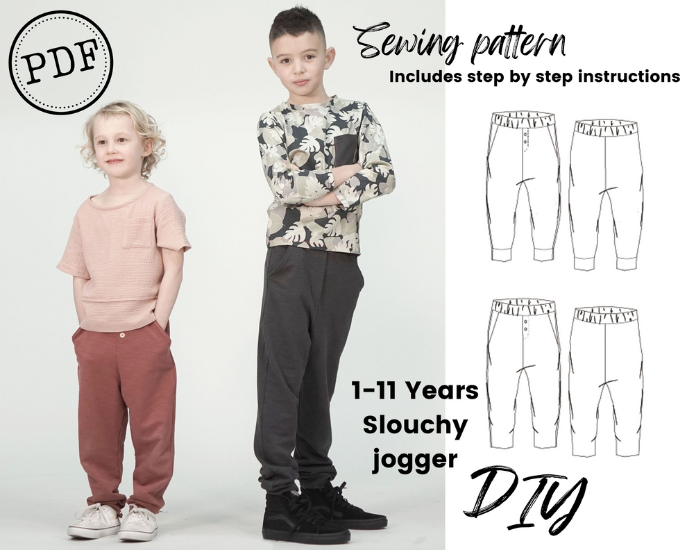 Kids Slouch Pant Jogger Sewing Pattern, Paper and PDF Options – Pattern ...