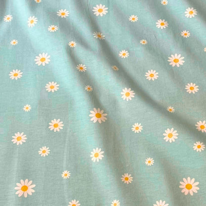 Floral cotton elastane fabric, breathable and gentle on skin