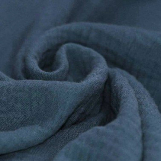 Dusky Blue Double Gauze, 100% Cotton muslin