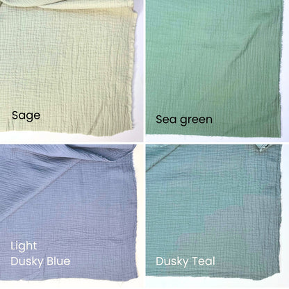 Dusky Teal Double Gauze 100% Cotton Muslin