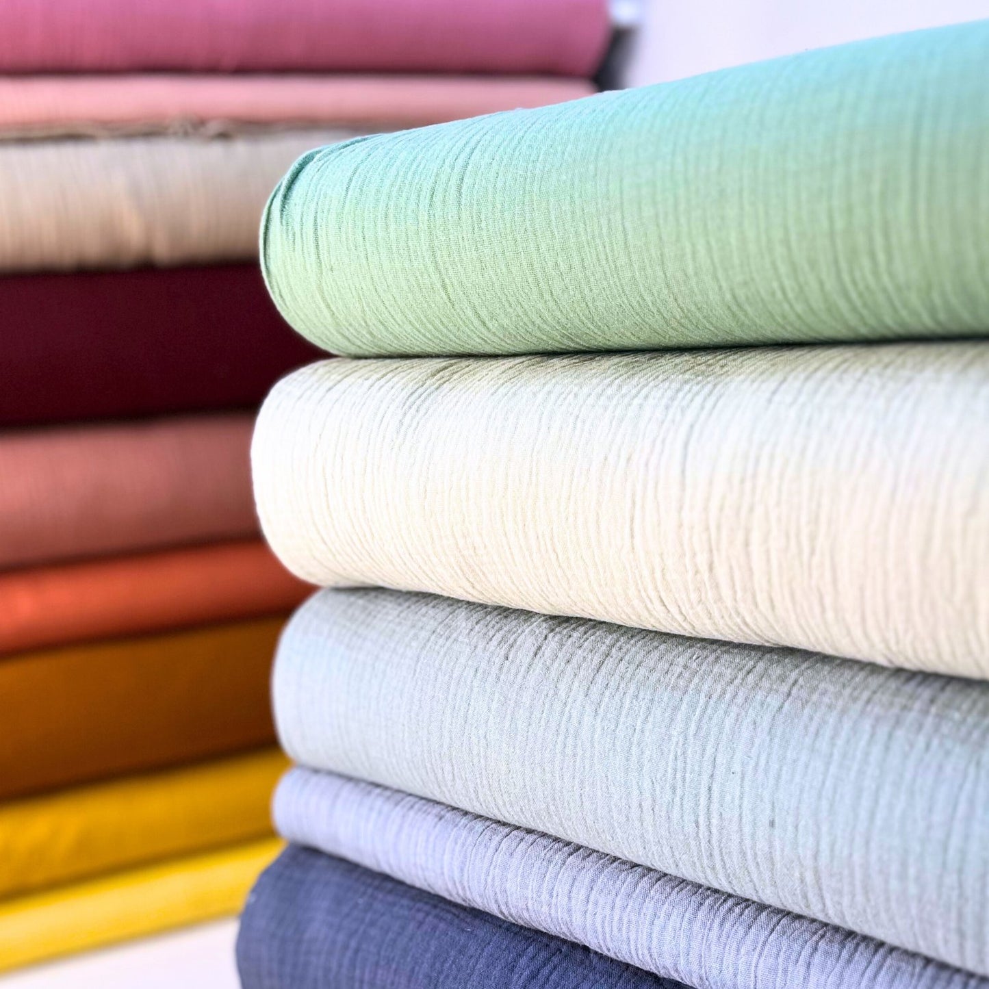 Dusky Teal Double Gauze 100% Cotton Muslin
