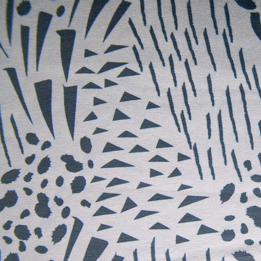 REMNANT - 1m x 160cm - Dusky blue Abstract Animal Print, Stretch Jersey
