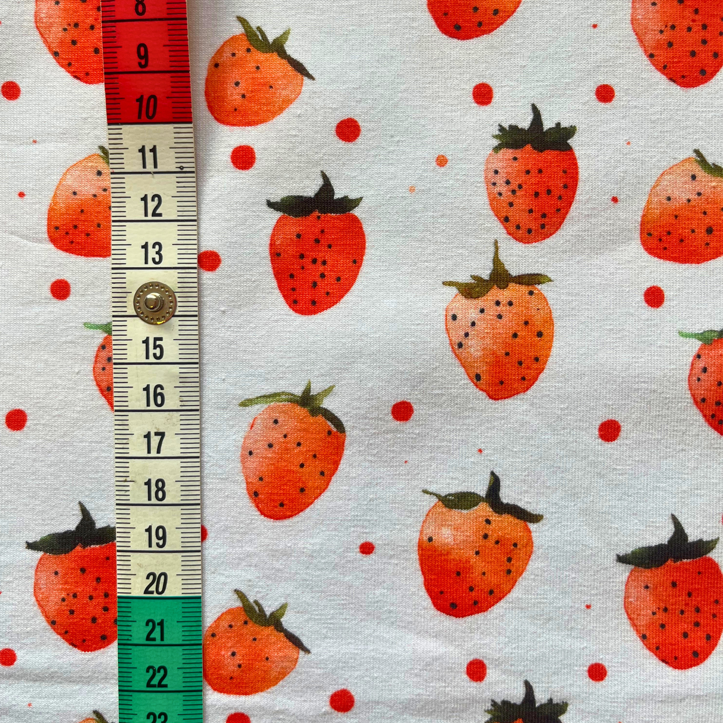 Strawberries Digital Print Stretch Jersey — Cream | Little Johnny