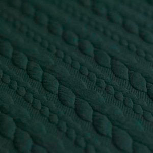 Bottle Green Textured Cable Knit Jacquard Sweat, sold in half meters