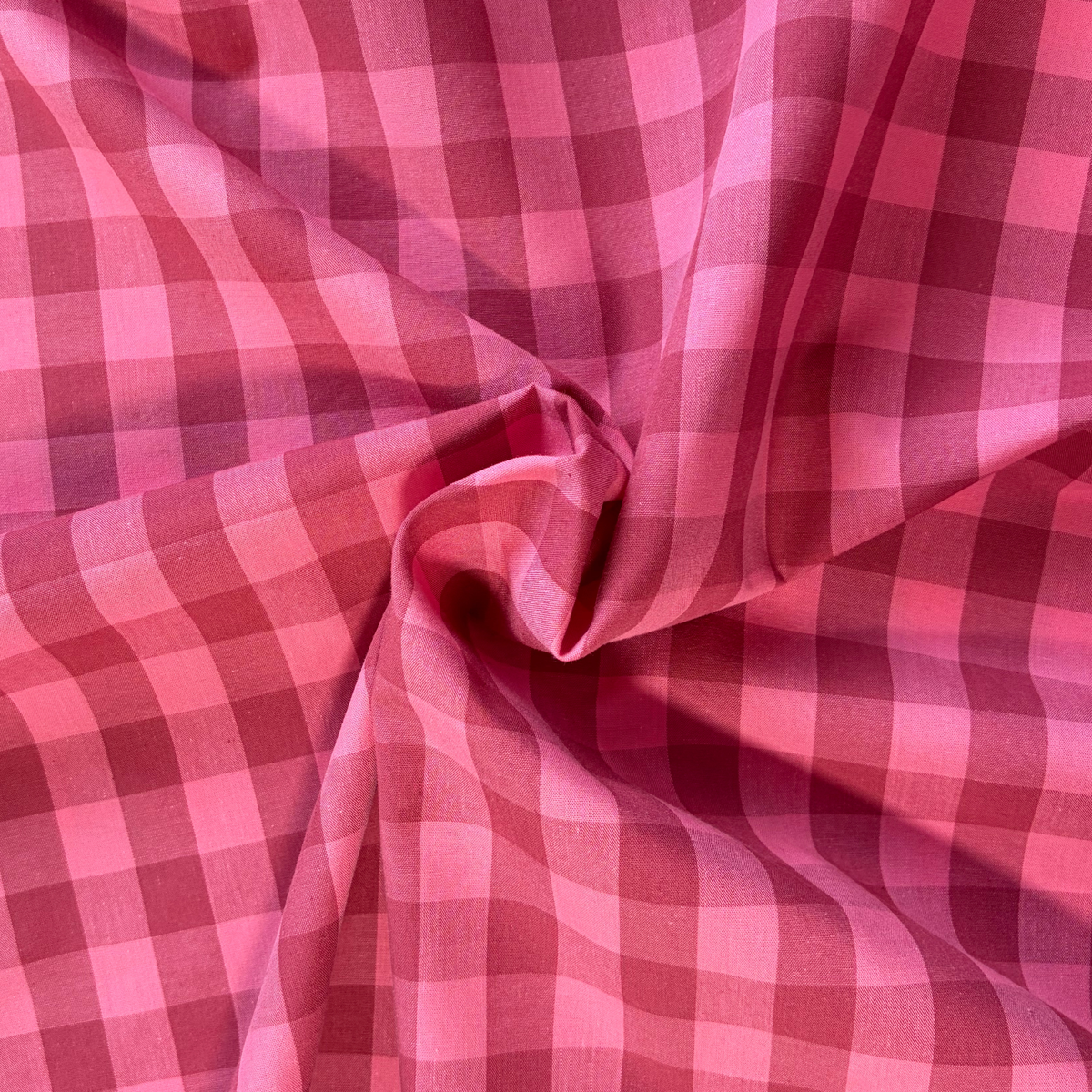 Cotton Yarn Dyed Gingham Check — Pink & Soft Red | 1.75cm Check