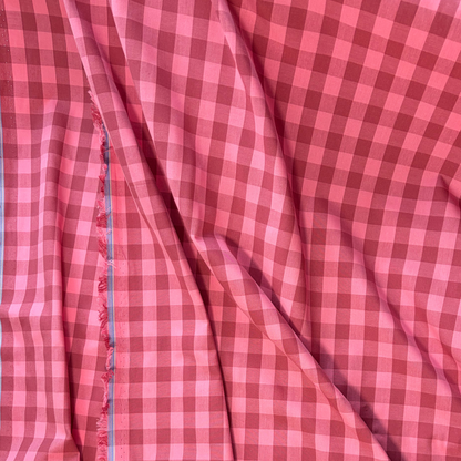 Cotton Yarn Dyed Gingham Check — Pink & Soft Red | 1.75cm Check
