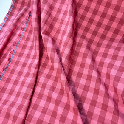 Cotton Yarn Dyed Gingham Check — Pink & Soft Red | 1.75cm Check