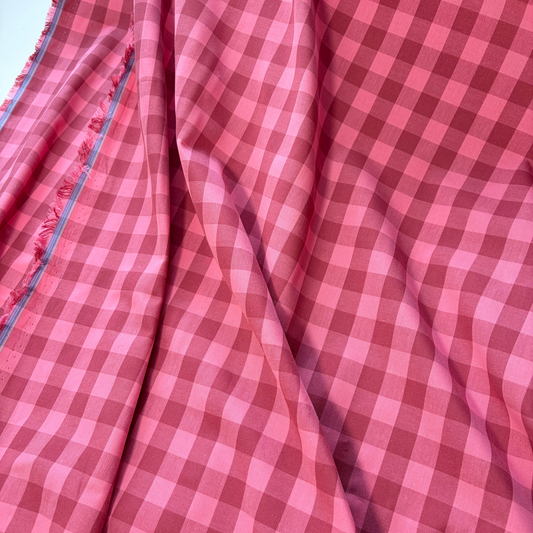 Cotton Yarn Dyed Gingham Check — Pink & Soft Red | 1.75cm Check