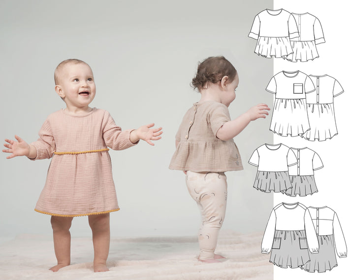 Baby and toddler Woven Tunic/Dress Paper Sewing Pattern, Paper and PDF ...