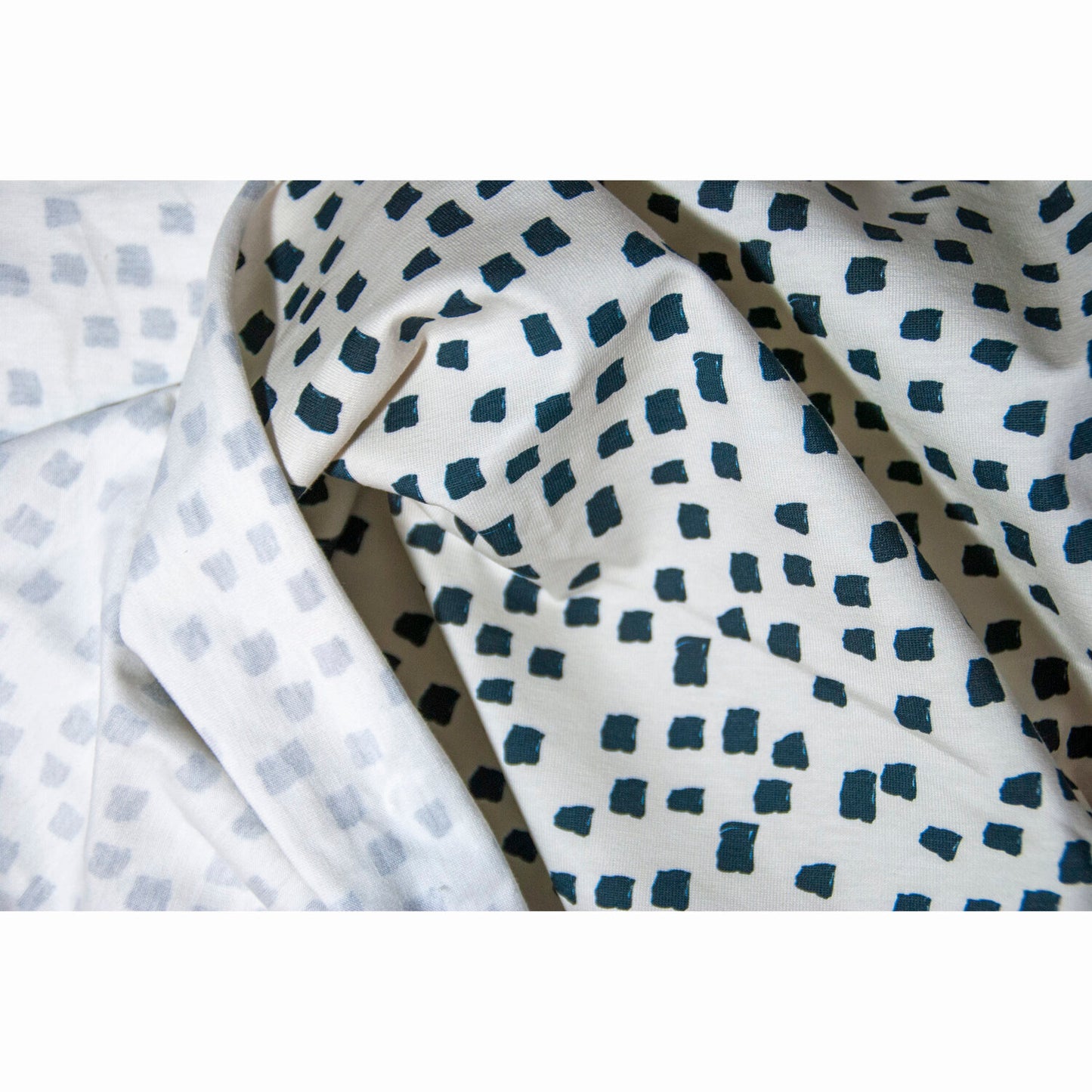 REMNANT - 1.7m x 160cm - Mono Black/Ecru Spot, Stretch Jersey