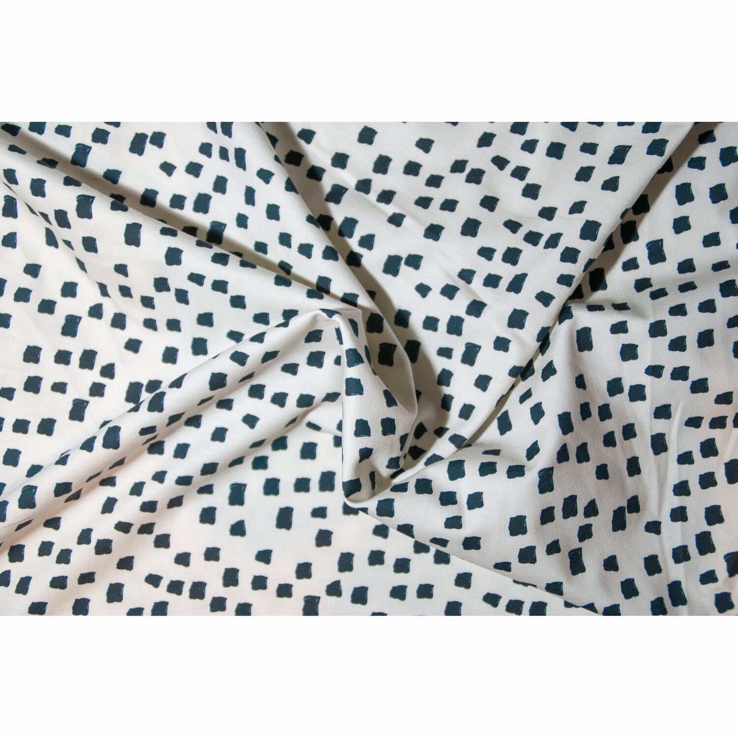REMNANT - 1.7m x 160cm - Mono Black/Ecru Spot, Stretch Jersey