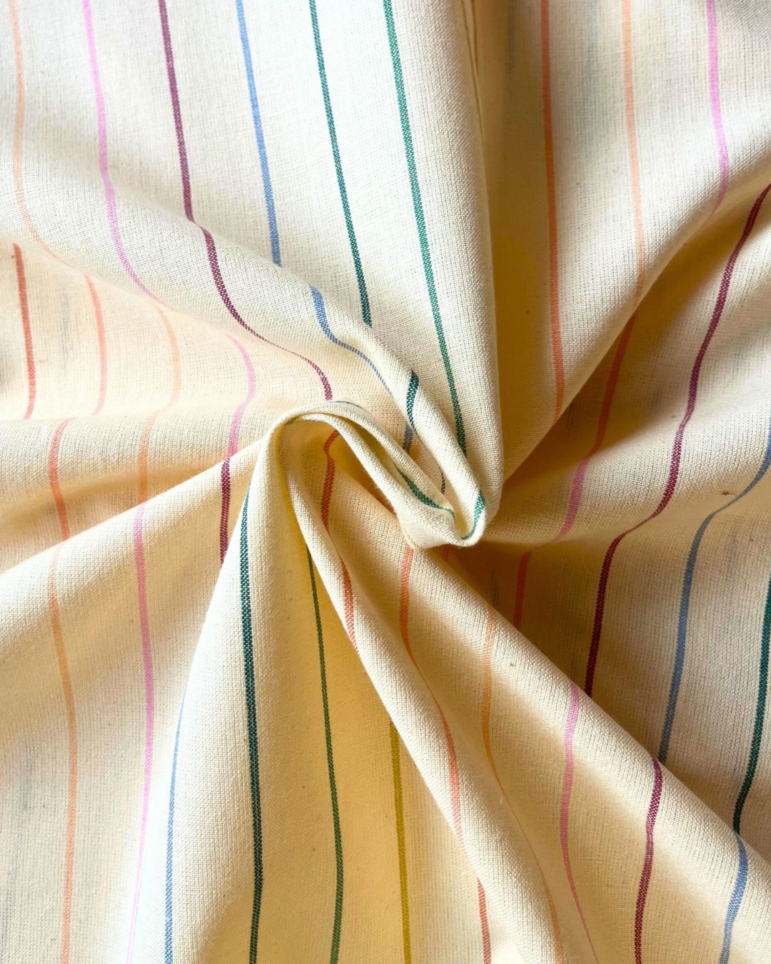 Rainbow skinny stripe fabric designed by Fablism