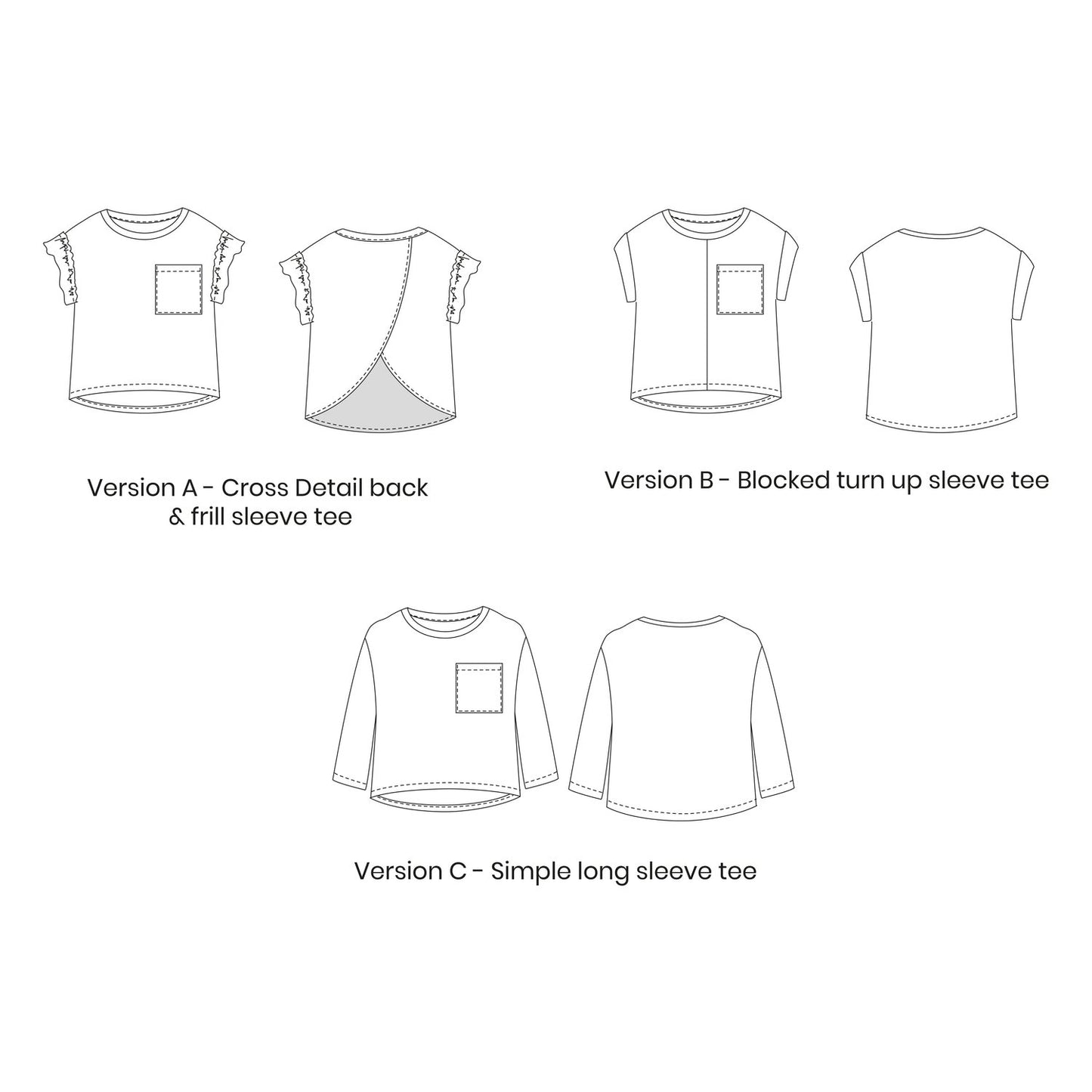 Kids Slouchy Tee Pack Sewing Pattern - 1-11 years, PDF