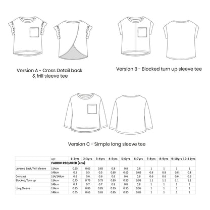 Kids Slouchy Tee Pack Sewing Pattern - 1-11 years, PDF