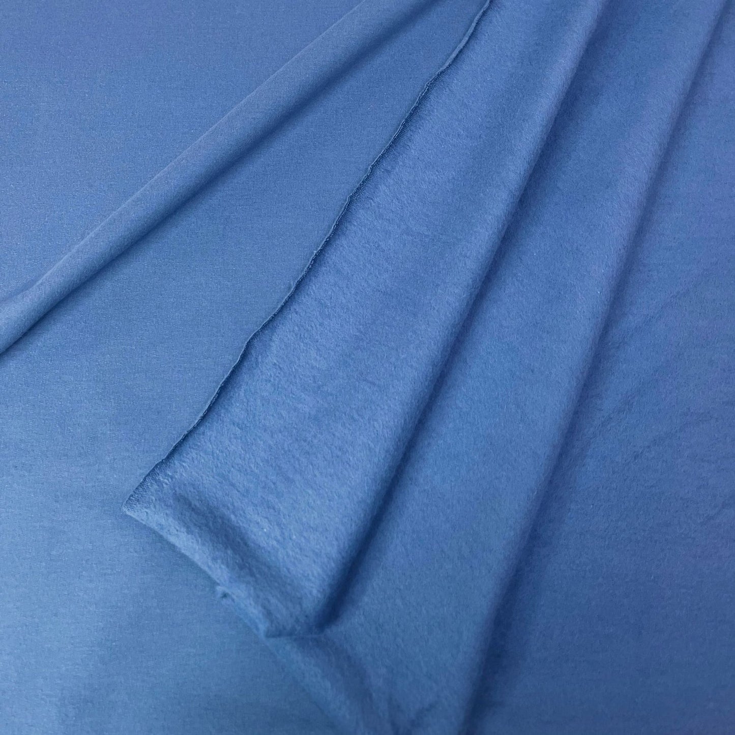 Organic Cotton Soft Brushed Back Stretch French Terry Sweatshirt Fabric  95% Organic Cotton/5% Elastane - Denim Blue
