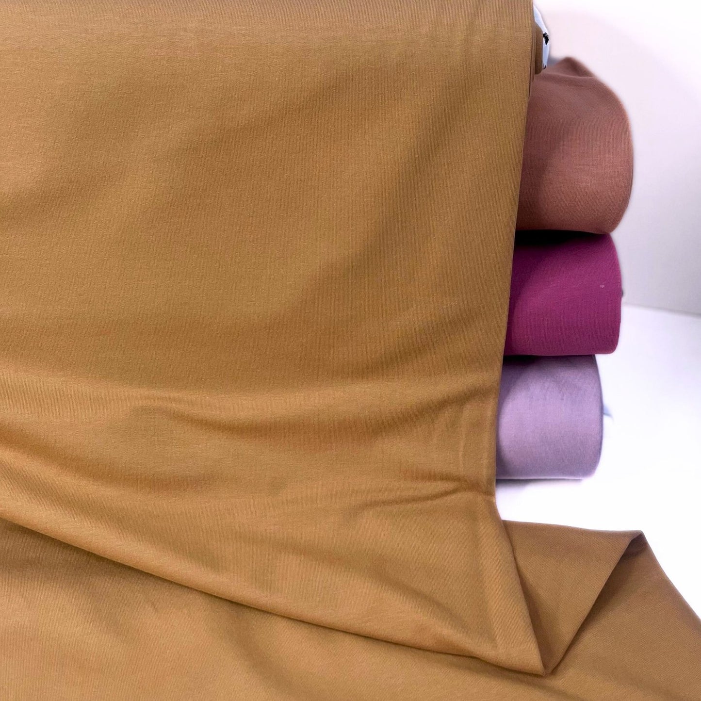 Organic Soft Brushed Back Stretch French Terry Sweatshirt Fabric  95% Organic Cotton/5% Elastane - Camel