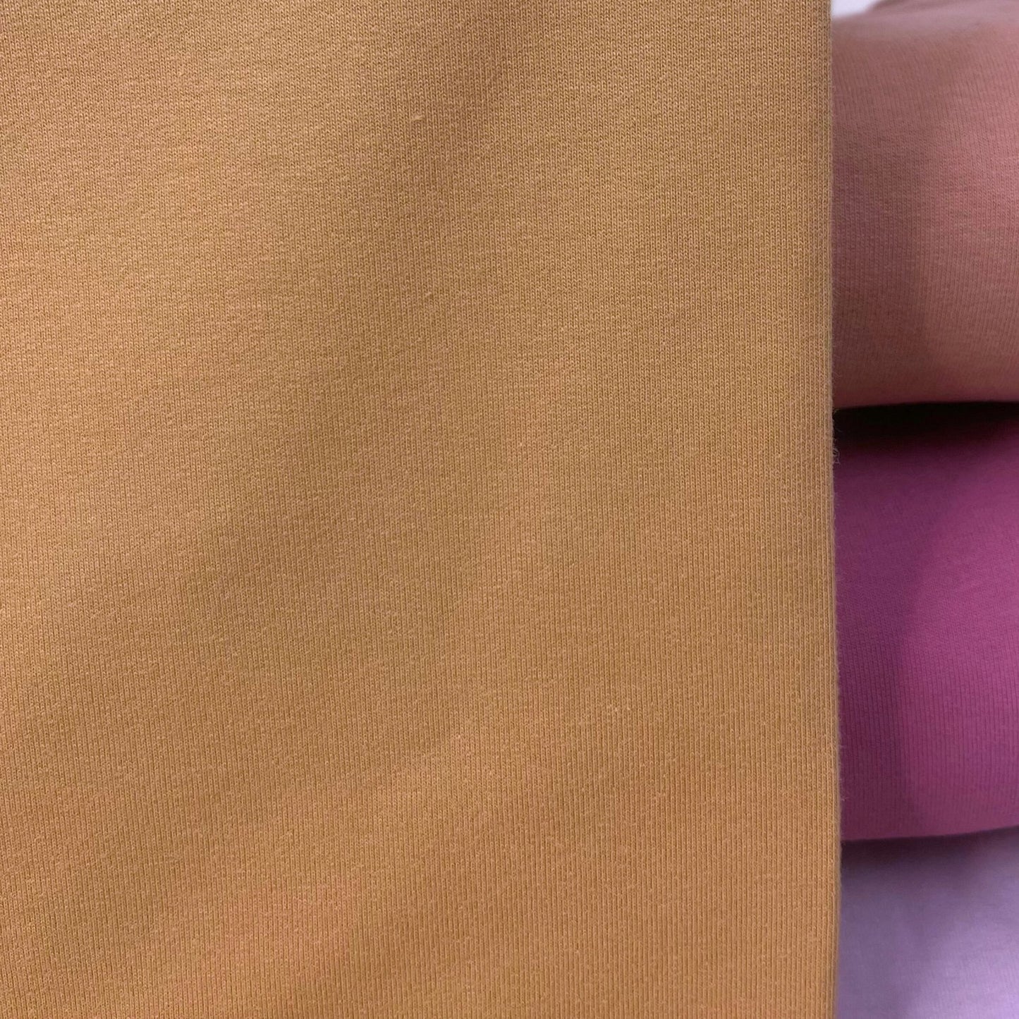 Organic Soft Brushed Back Stretch French Terry Sweatshirt Fabric  95% Organic Cotton/5% Elastane - Camel