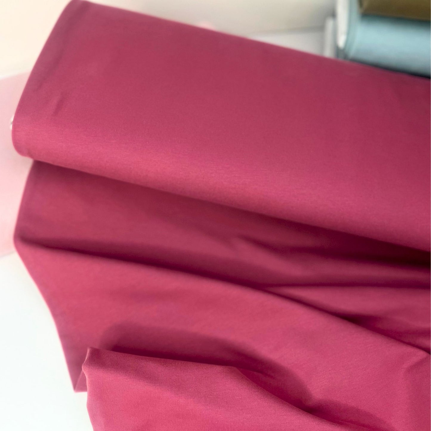 Organic Soft Brushed Back Stretch French Terry Sweatshirt Fabric  95% Organic Cotton/5% Elastane - Raspberry