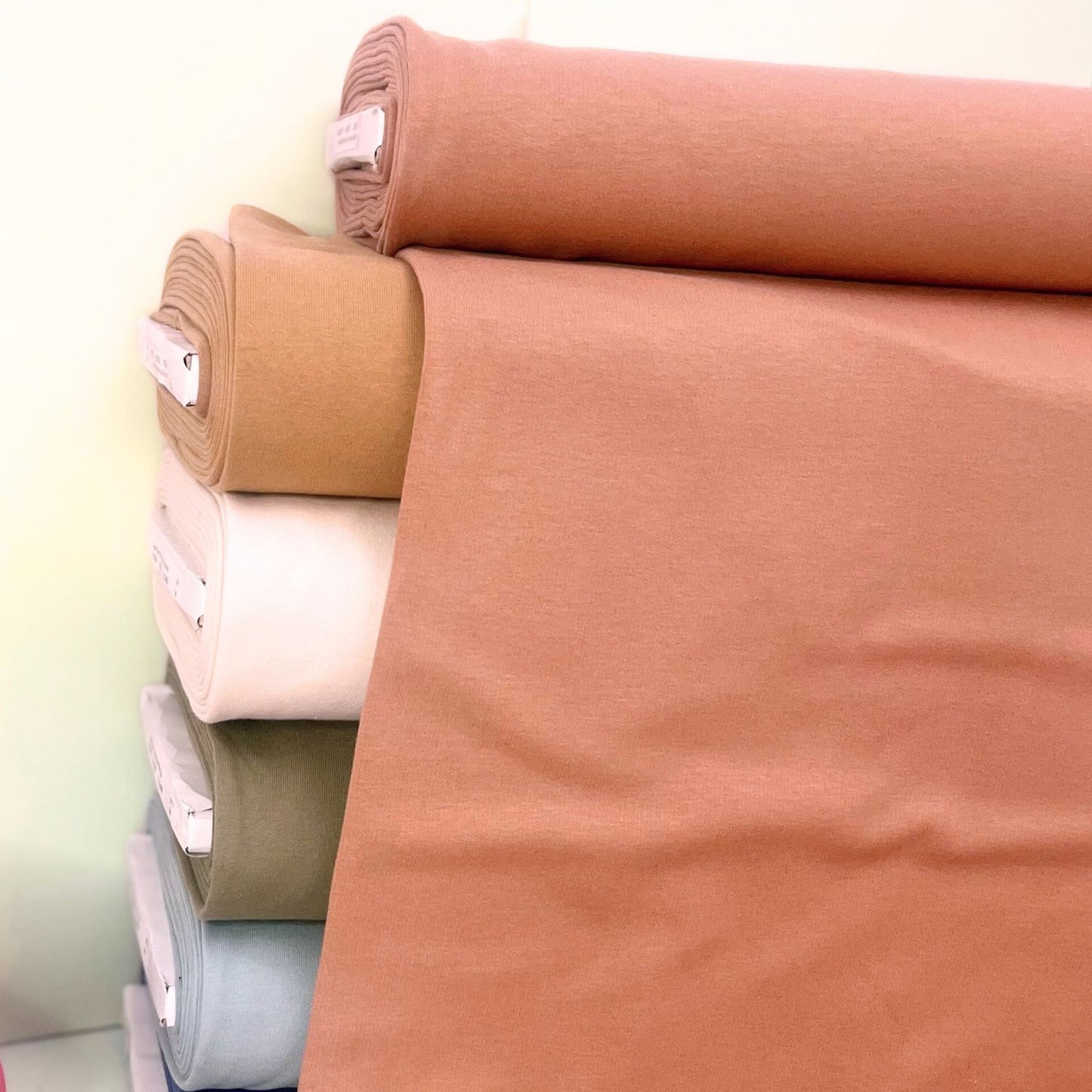 Organic Cotton Brushed Back Stretch French Terry Sweatshirt Fabric  95% Organic Cotton/5% Elastane - Soft Terracotta
