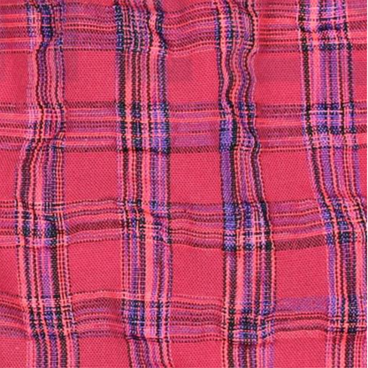 Berry neon pink and cobalt blue yarn dyed check cotton fabric 2cm check 142cm wide — 100gsm lightweight woven dressmaking fabric Oeko-Tex certified for handmade dresses skirts and blouses