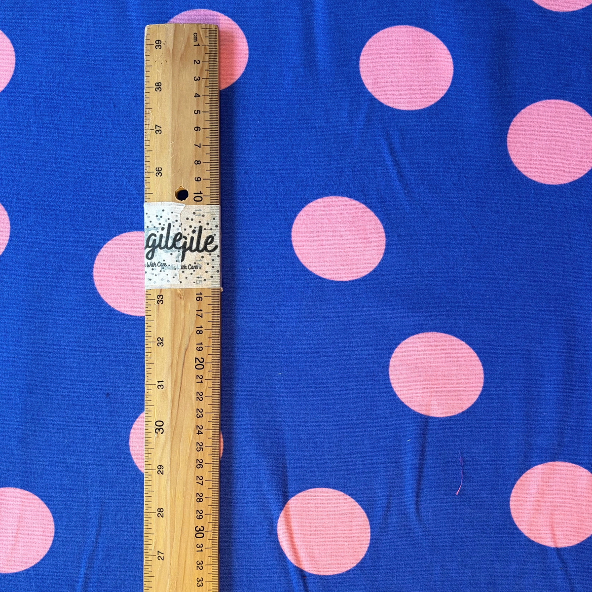 Cobalt blue and pink polka dot brushed flannel woven cotton fabric — Oeko-Tex certified 100% cotton 165gsm for slow fashion dressmaking shirts dresses skirts and transitional layering pieces