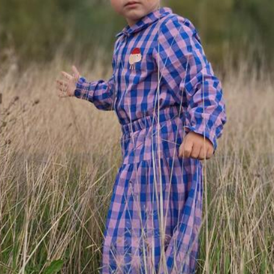 Lavender and mint cotton gingham check fabric folded to show crisp yarn dyed check definition — lightweight breathable woven fabric ideal for handmade blouses, skirts, shirts and floaty summer dresses