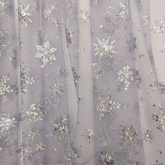 Lilac Lavender Tulle with Iridescent foil snowflakes