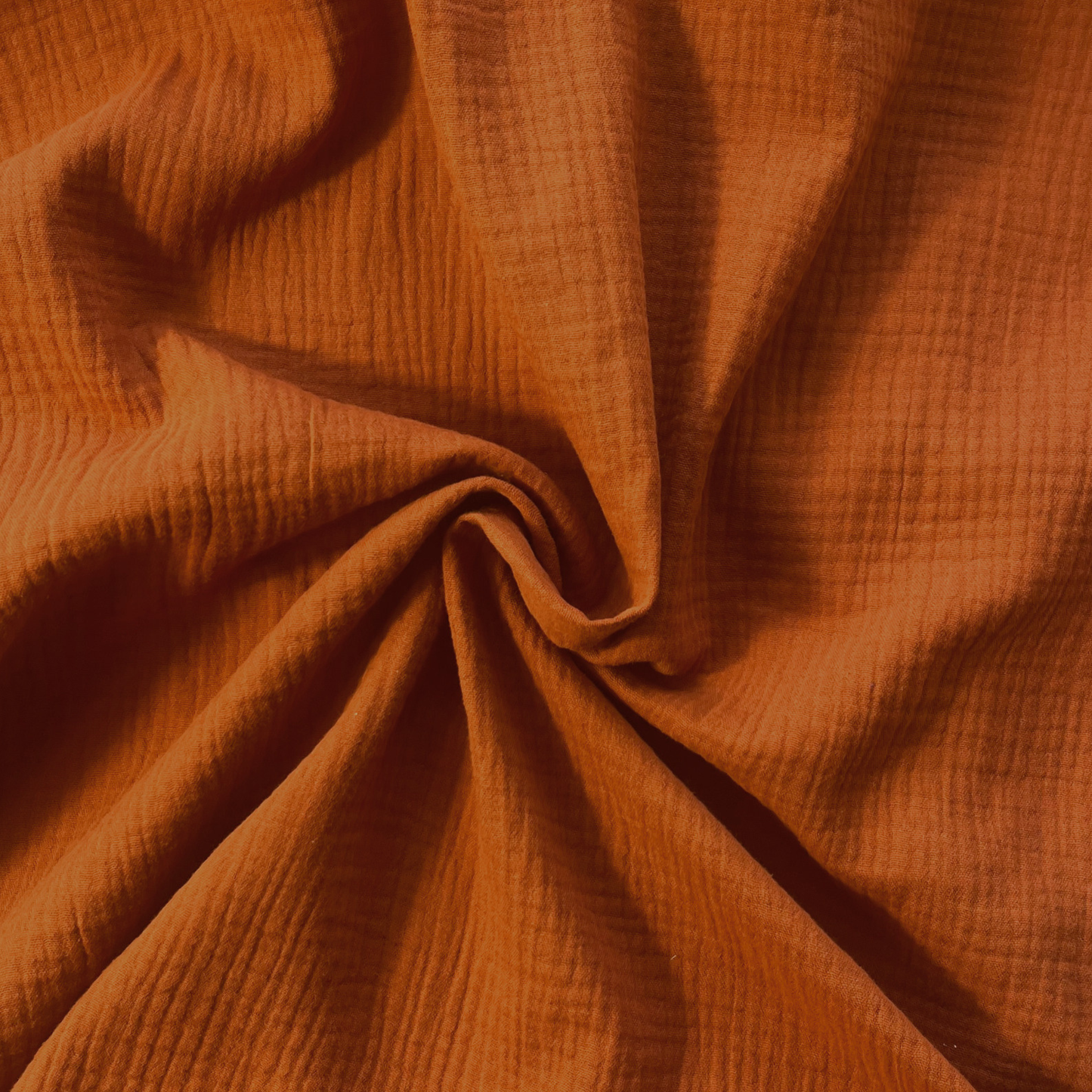Terracotta plain double gauze fabric, 135cm wide — featherlight 125gsm GOTS certified organic 100% cotton two-layer woven for handmade summer dresses, children's clothing and baby muslins