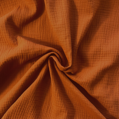 Terracotta plain double gauze fabric, 135cm wide — featherlight 125gsm GOTS certified organic 100% cotton two-layer woven for handmade summer dresses, children's clothing and baby muslins